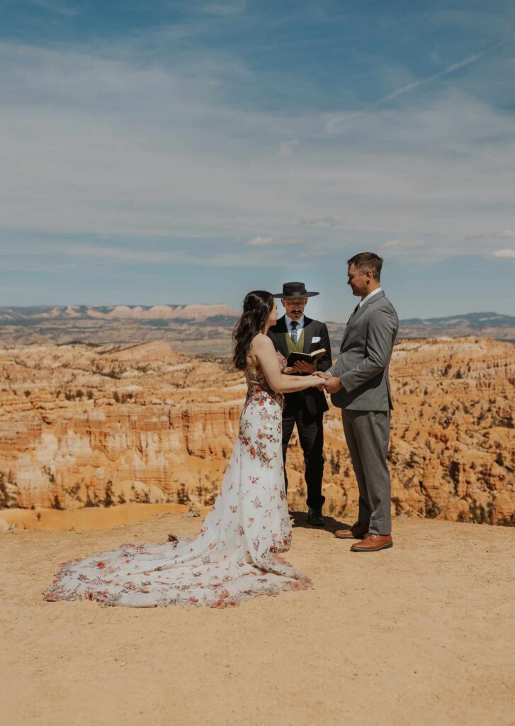 A couple getting married in Bryce Canyon National Park.