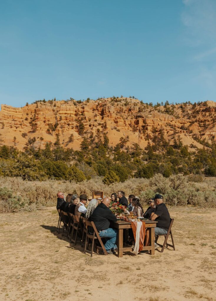 A private wedding dinner picnic near Bryce Canyon Utah.
